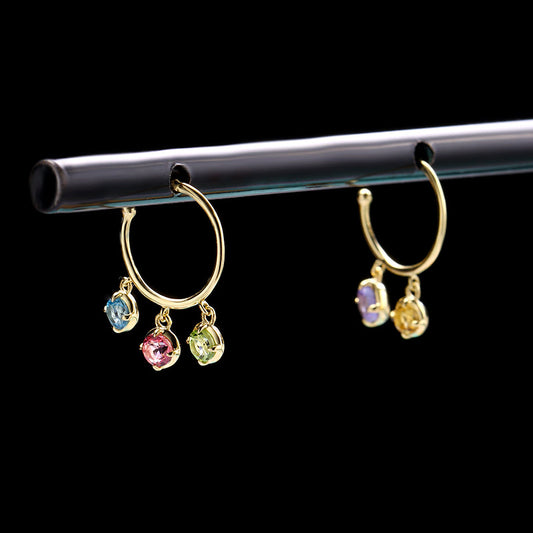 Aretes de Oro 9K con Cristal Natural y Piedras Preciosas - Image 2