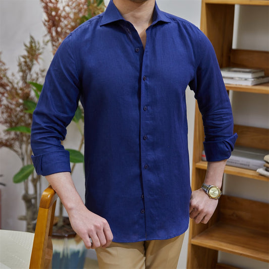 Camisa Casual de Algodón y Lino para Hombre - Image 2