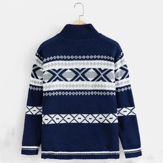 Cardigan Suéter Jacquard con Cierre para Hombre - Image 2