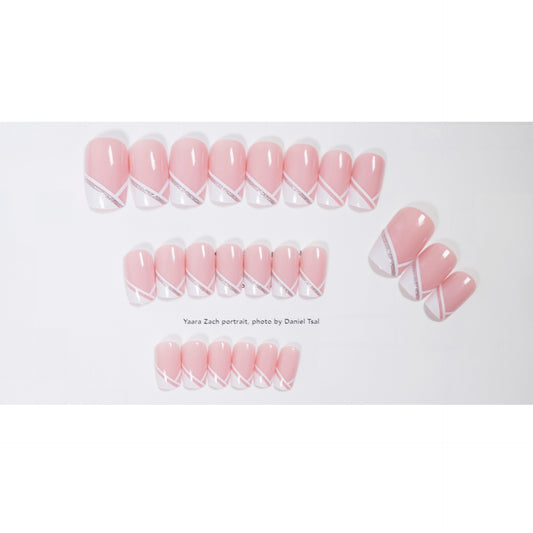 Uñas Postizas Francesas Oblicuas - Manicura Elegante Lista para Usar - Image 2