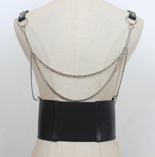 Cinturón de Cuero con Cadena Punk Metal para Mujer - Image 2