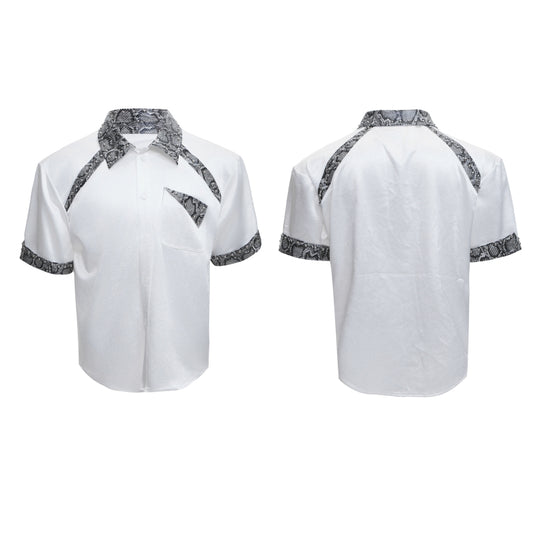 Camisa de Patchwork Cuero Serpiente con Remaches Metálicos - Image 2