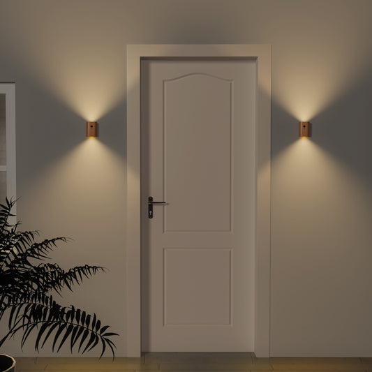 Lámpara LED con Sensor de Movimiento y Diseño de Madera Maciza - Image 2