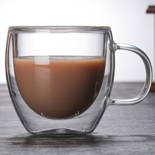 Taza de Café Térmica de Vidrio Borosilicato Doble Capa con Asa - Image 2