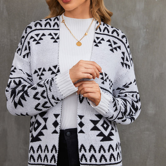 Cardigan Tejido Jacquard - Suéter Casual de Punto Largo - Image 2