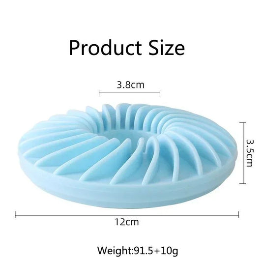 Pink round TPR pet toy with spiral ridges for slow feeding, interactive play, and teething for puppies and dogs. - Image 2