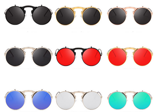 Gafas de Sol Flip Retro Marco Redondo para Adultos Mayores - Image 2