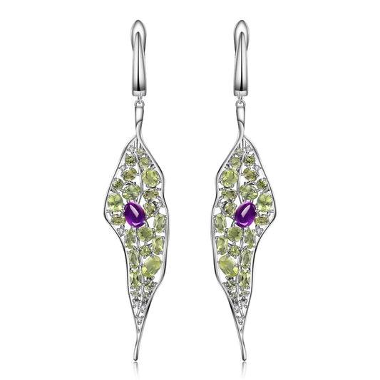 Aretes Personalizados de Amatista y Olivino para Mujer - Image 2