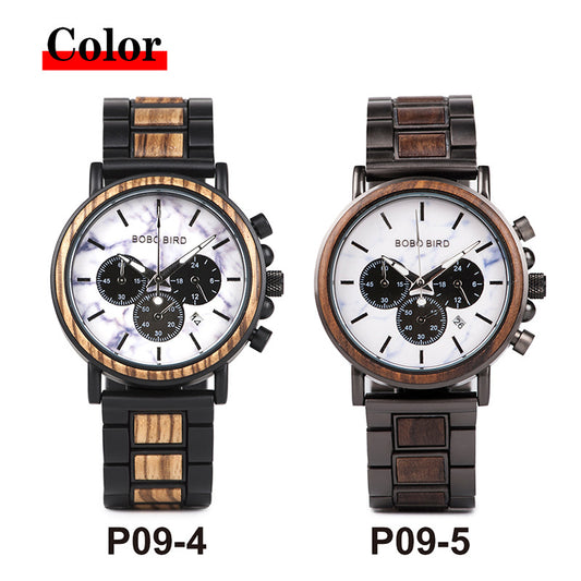 Reloj Multifunción de Madera y Cuarzo para Hombre - Image 2