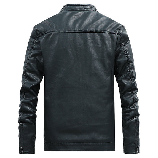 Chaqueta de Cuero para Hombre Talla Grande con Cuello de Pie - Image 2