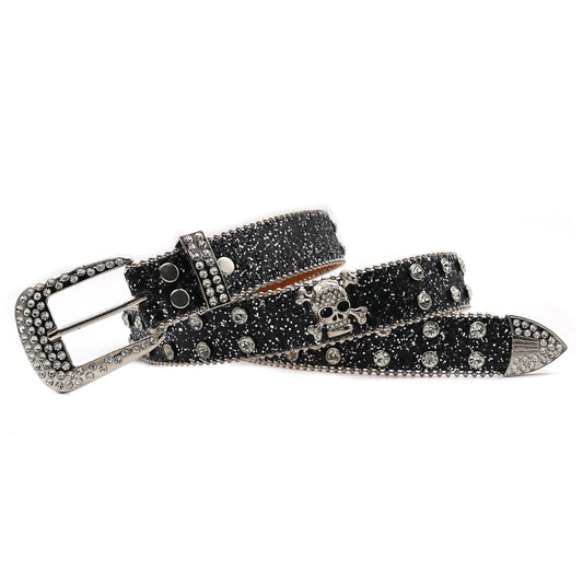 Cinturón Ancho para Hombre con Calavera de Cristales - Image 2