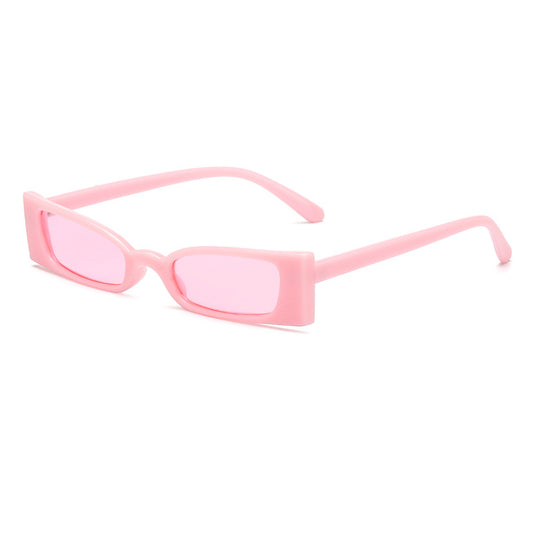 Small square retro sunglasses with a pink PC frame and pink tinted lenses, offering UV400 protection. - Image 2