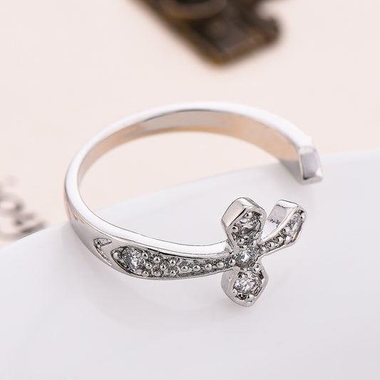 Anillo de Compromiso Oro Blanco para Mujer - Diseño Coreano Elegante - Image 2