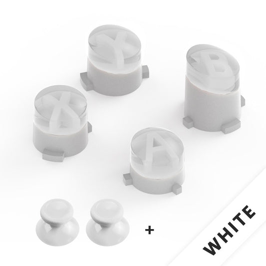 Orange ABXY bullet button replacements and two matching mushroom head thumbstick caps for Xbox One gamepad. - Image 2
