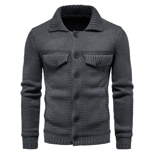 Cardigan Casual de Punto con Solapa para Hombre - Image 2