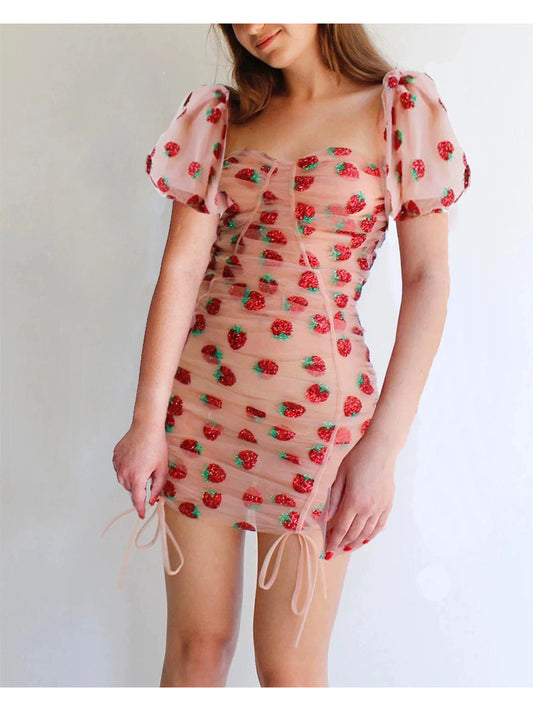 Top Tubo para Mujer con Bordado de Fresas y Lentejuelas - Image 2