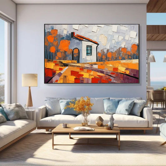 Cuadro Pintura al Óleo Artesanal Paisaje Rural para Sala y Comedor - Image 2