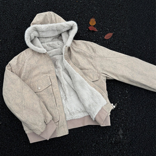 Chaqueta Acolchada de Algodón con Textura Mármol - Estilo Retro para Invierno - Image 2