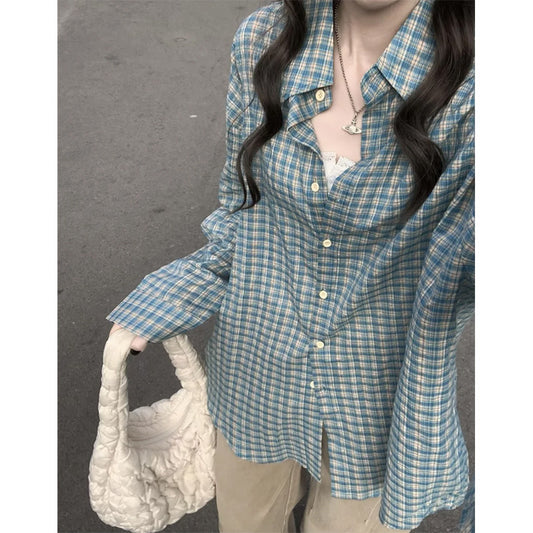 Camisa Cuadros Azul Primavera para Mujer - Image 2