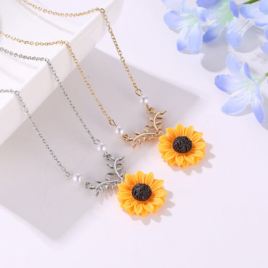 Collar Girasol Perla - Colgante Fashion Temperamento para Suéter - Image 2