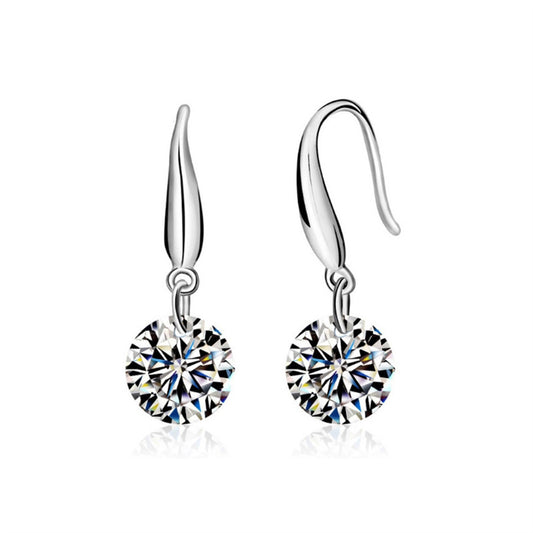 Aretes de plata esterlina con circón diamante para mujer - Image 2