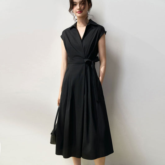 Vestido Camisero Ajustado de Algodón con Pliegues Simétricos y Corte Vertical - Image 2