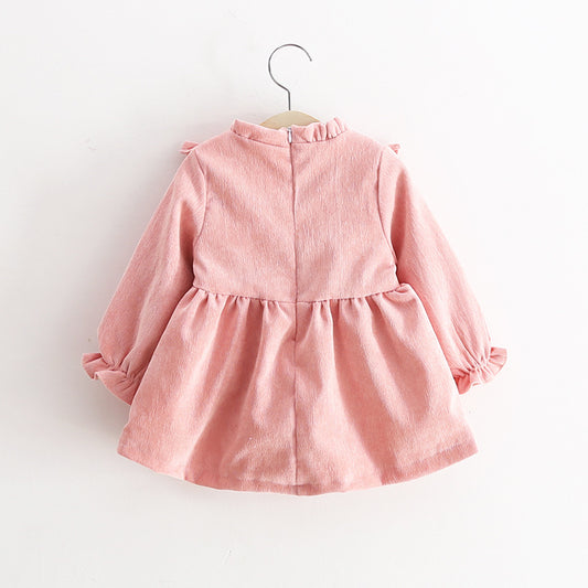 Vestidos de niña primavera cuello V en pana suave - Image 2
