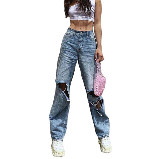 Jeans Rotos de Talle Alto y Pierna Ancha - Image 2