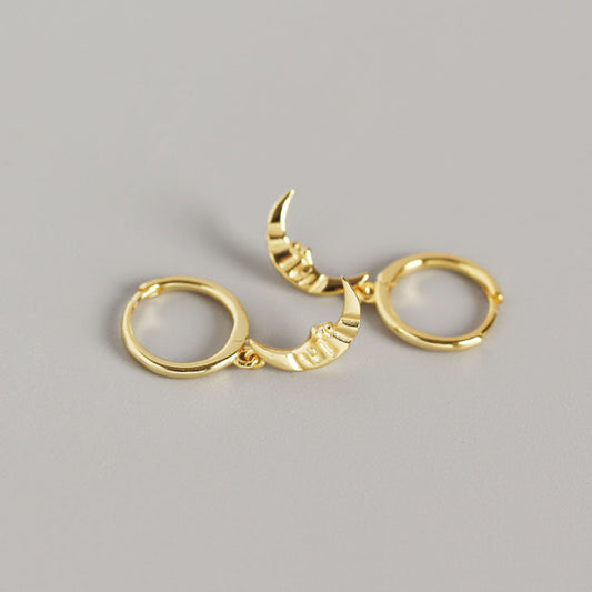 Aretes de Plata Esterlina Estilo Barroco Geométrico con Luna - Image 2