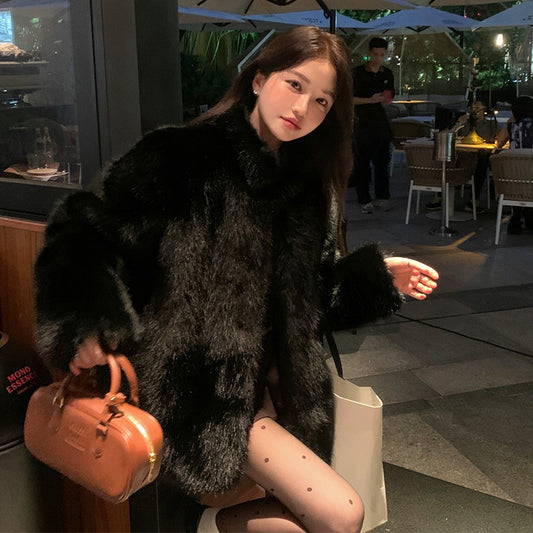 Abrigo de Lana Ecológica para Mujer - Negro Elegante - Image 2