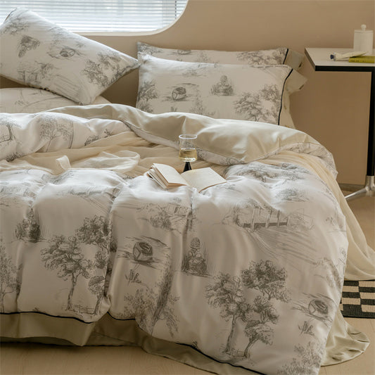 Juego de Cama Tencel Estilo Pastoral Retro de Cuatro Piezas - Image 2