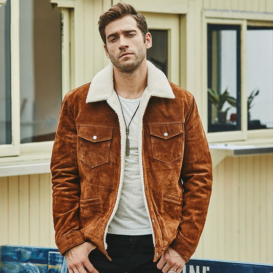 Chaqueta Acolchada de Algodón y Cuero Genuino para Hombre - Image 2