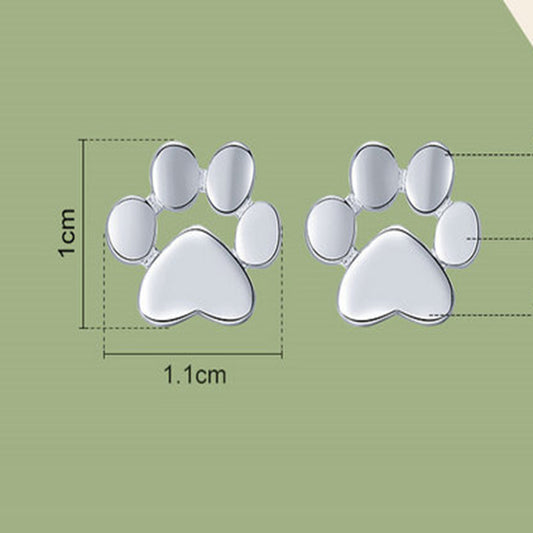 Aretes de Plata S925 con Huella de Mascota y Baño de Oro Blanco - Image 2