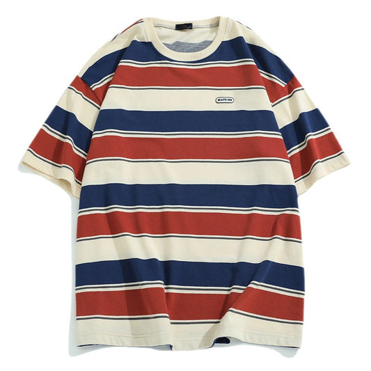 Playera Rayada de Manga Corta para Hombre - Comodidad de Verano - Image 2