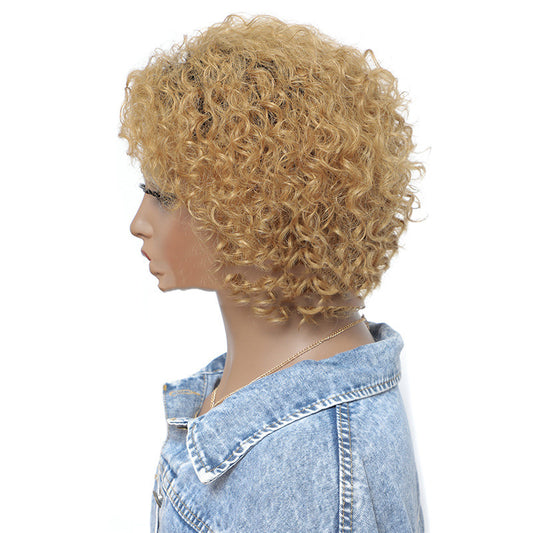 Peluca Corta Rizada de Cabello Natural con Volumen Progresivo - Cobertura Premium - Image 2