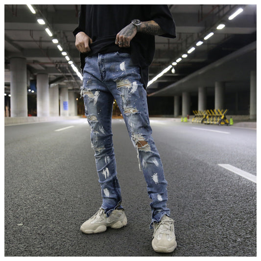 Jeans Slim Fit Elásticos con Detalles Graffiti y Rotos - Image 2