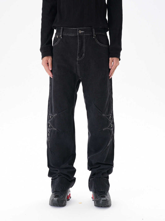 Jeans Sueltos Machete con Contraste de Color para Hombre - Image 2