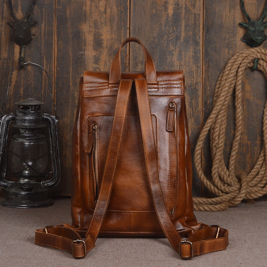 Mochila de Cuero Vegetal Curtido para Hombre - Bolsa de Viaje y Computadora con Acabado Artesanal - Image 2