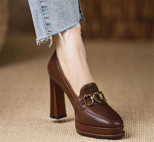Botines de Cuero Oveja con Tacón Grueso para Mujer - Image 2