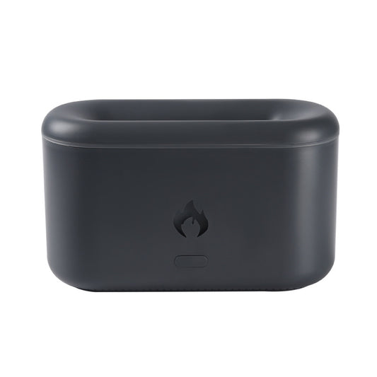 Dark gray rectangular ultrasonic aroma diffuser with rounded corners and a flame icon on the front, featuring an open top. - Image 2