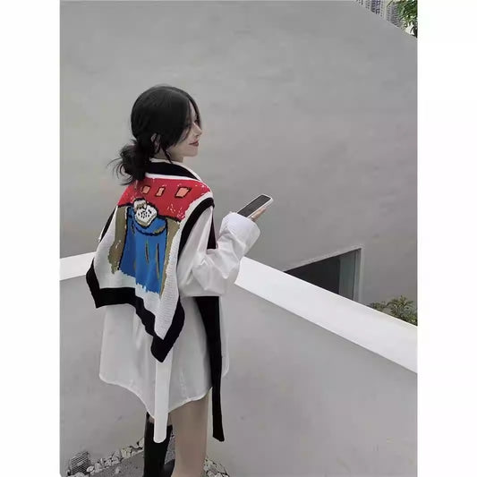 Conjunto Chaleco y Suéter Infantil Estilo Coreano con Diseño Cartoon - Image 2