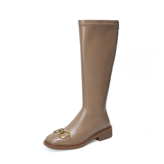 Botas Motociclista Mujer Talla Grande con Hebilla Redonda y Punta Cuadrada - Image 2