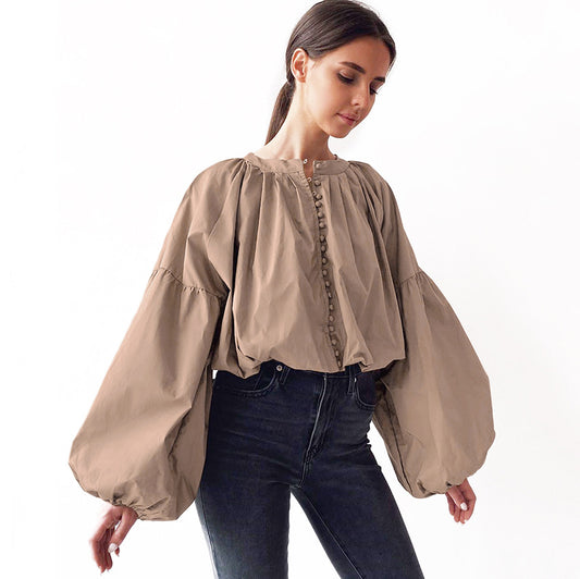 Blusa Blanca con Mangas Linterna para Mujer - Image 2
