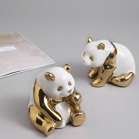 Adornos de Cerámica Panda Dorado - Image 2