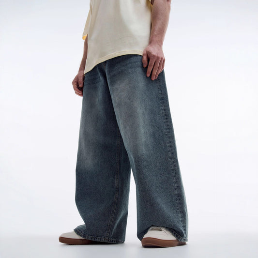 Jeans Rectos Azul Vintage Corte Relajado Estilo Americano para Hombre - Image 2