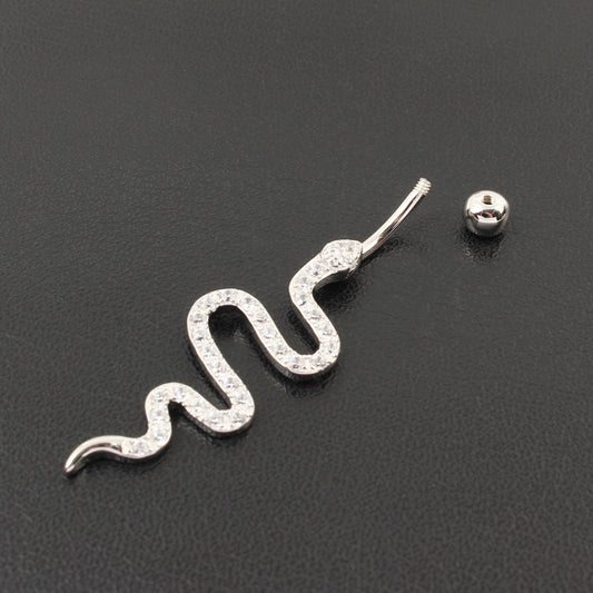 Piercing Ombligo Plata de Ley con Diseño de Serpiente y Circonita - Image 2