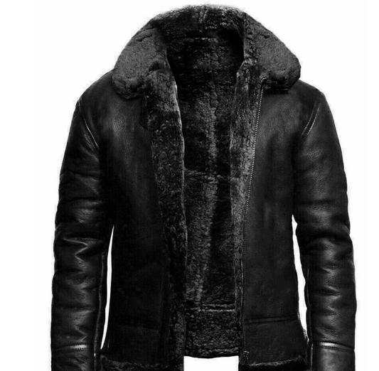 Chaqueta de Cuero Invernal para Hombre con Solapa y Forro de Piel - Image 2