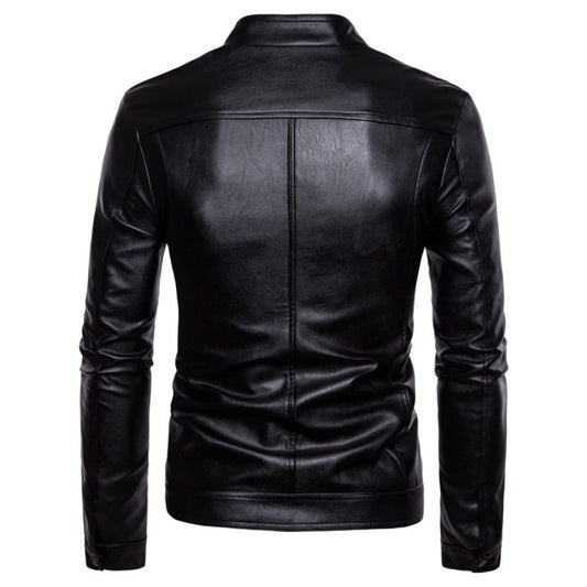 Chaqueta de Cuero PU para Motociclista con Cuello Sólido - Talla Grande - Image 2