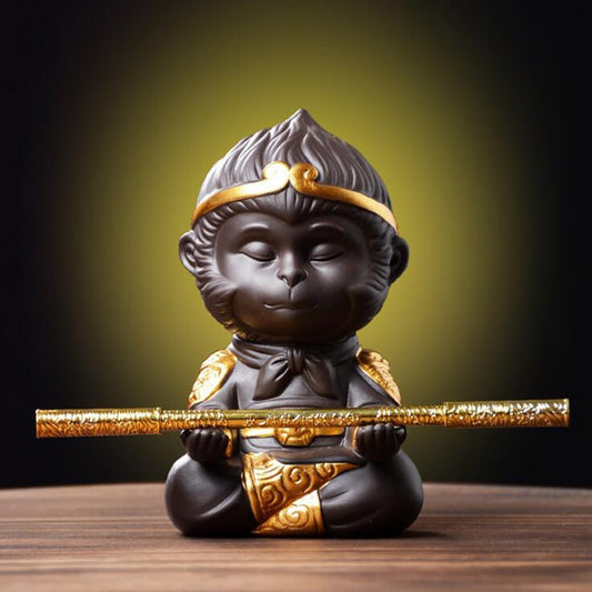Juego de Té Kung Fu en Arcilla Púrpura con Estatua del Rey Mono - Decoración para Bandeja de Té - Image 2