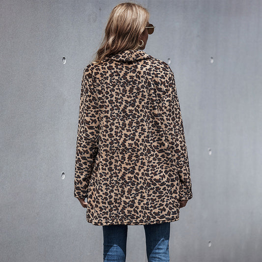 Abrigo Casual Estampado Leopardo con Pelaje Sintético y Mangas Largas - Image 2
